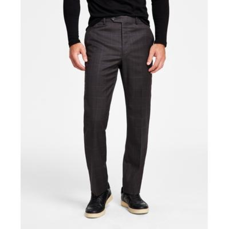 Lauren Ralph Lauren Mens UltraFlex Classic Fit Wool Brown Plaid Pants 42 x 32