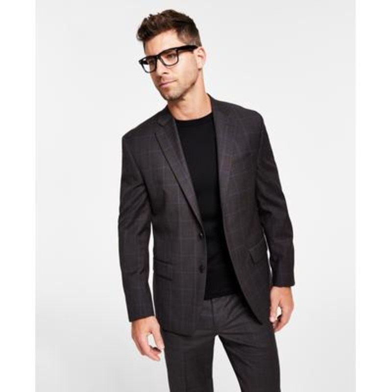 Lauren Ralph Lauren Mens Ultraflex Classic Fit Wool Suit Jacket  Brown Plaid 40R