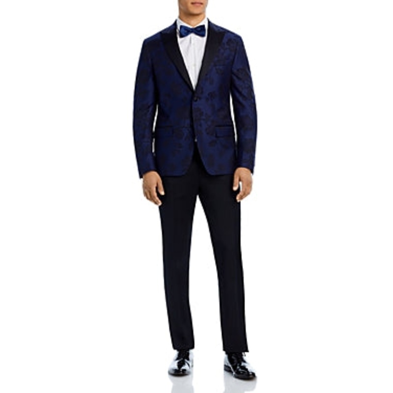 Robert Graham Navy Floral Outline Jacquard Dinner Jacket Size 46R