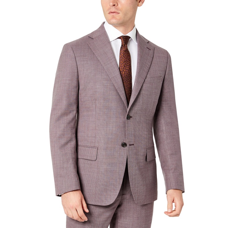 Tallia Mens Slim Fit Stripe Wool Blazer Plum 46R