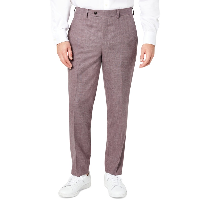 Tallia Mens Slim Fit Stripe Wool Pants Plum 38 x 30