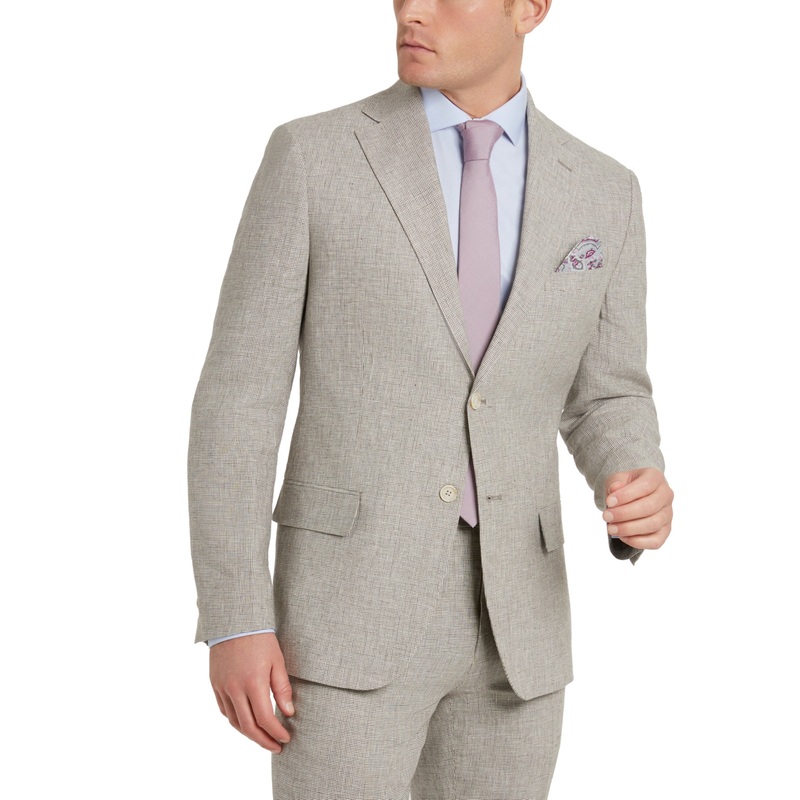 Tallia Mens Slim-Fit Tan Houndstooth Blazer 40R