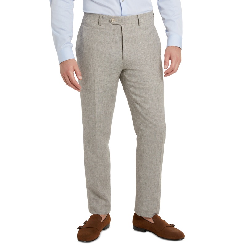Tallia Mens Slim-Fit Tan Taupe Houndstooth Pants 30 x 30