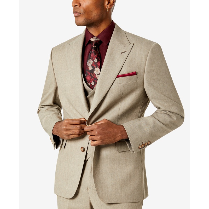 Tayion Mens Classic-Fit Wool Suit Jacket Camel 50R