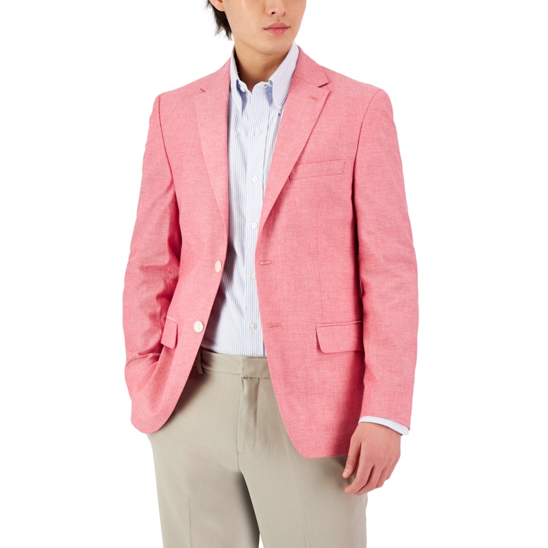 Tommy Hilfiger Mens Modern-Fit Cotton Sport Coat Rose 42R
