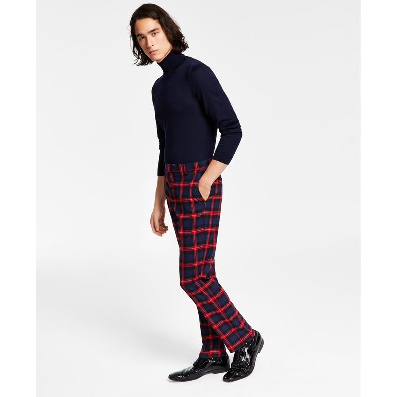 Tommy Hilfiger Mens Modern-Fit Pants Navy red 36 x 30