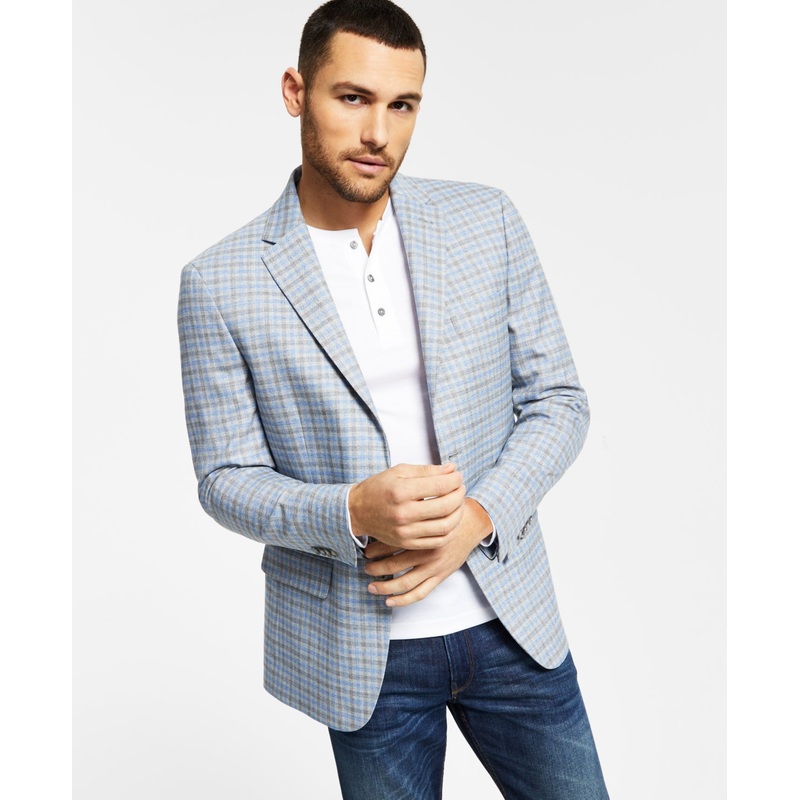 Tommy Hilfiger Mens Modern Fit Suit Jacket Gray Blue 46R