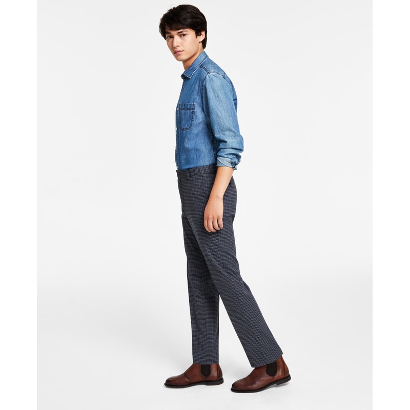 Tommy Hilfiger Mens Modern-Fit TH Flex Stretch Pants Grey blue 34 x 30