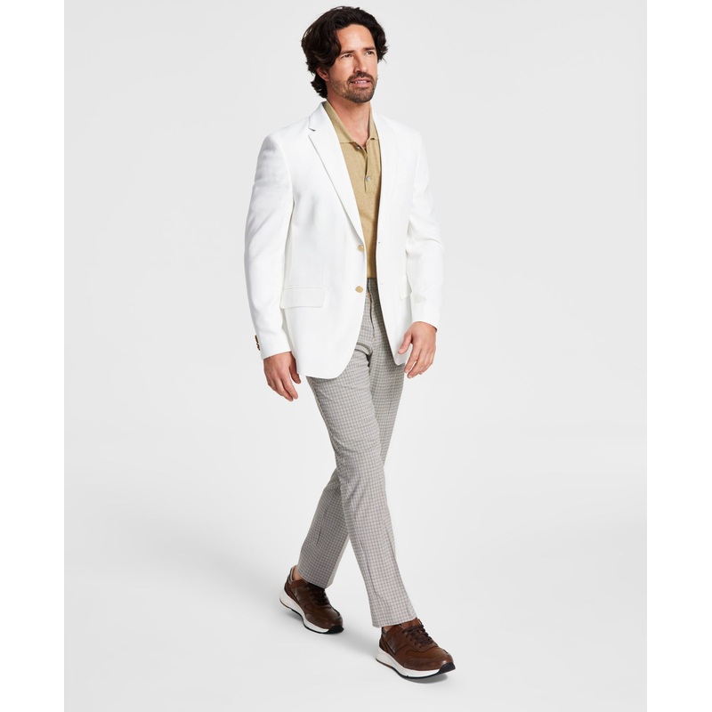 Tommy Hilfiger Mens Modern Fit Weave Suit Jacket White 36S