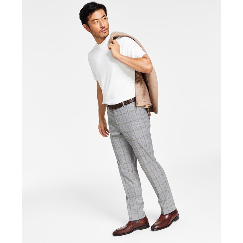 Tommy Hilfiger Modern Fit Flex Stretch Pants Grey Pattern 40 x 30