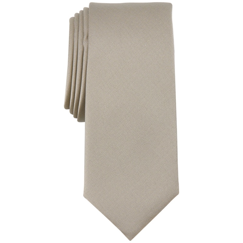 Alfani Men's Solid Texture Slim Tie Champagne Brown Necktie