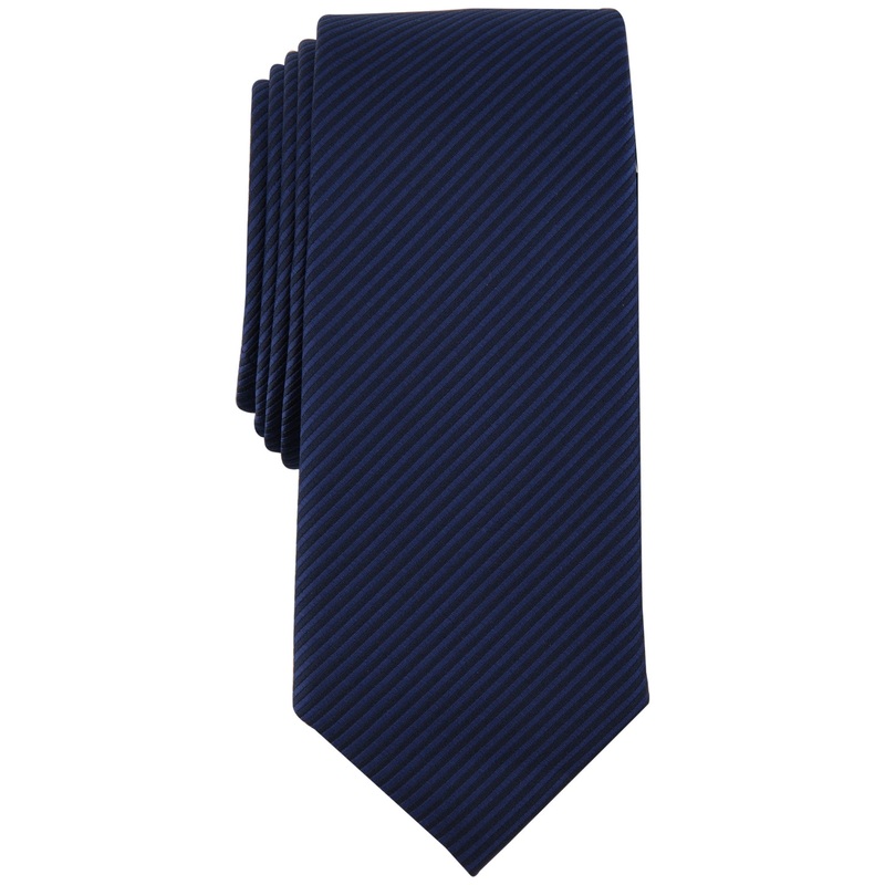 Alfani Mens Necktie Andree Navy Blue Solid Tie