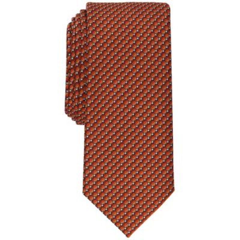 Alfani Mens Slim Neat Necktie Cognac Brown Tie