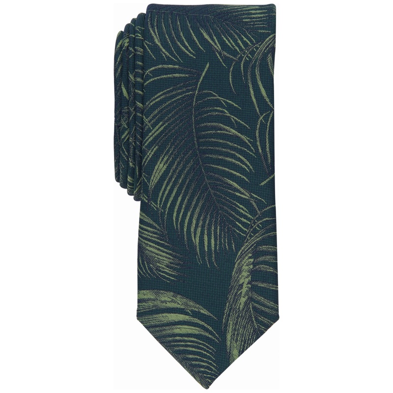 Bar Iii Men's Hartley Fern Leaf Green Blue Skinny Tie Necktie