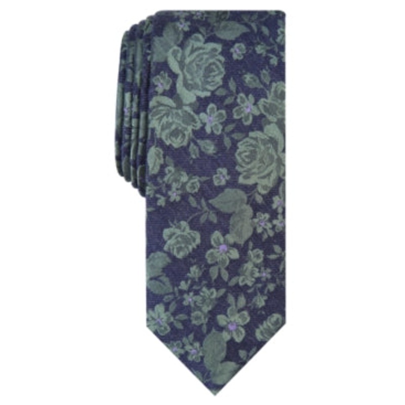 Bar Iii Men's Sereno Skinny Floral Tie Green Necktie