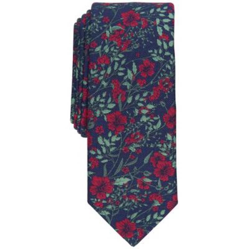 Bar III Mens Irvington Floral Tie Red OS