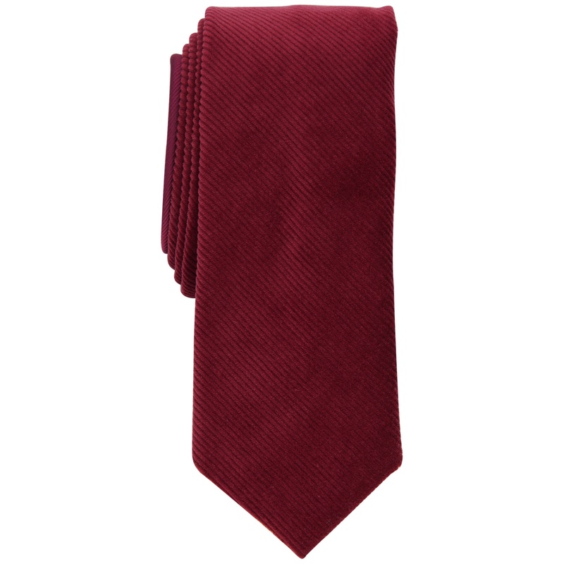 Burgundy Bar III Men's Skinny Corduroy Tie Burgundy Red OS