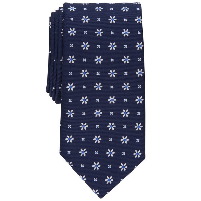 Club Room Men's Classic Floral Neat Tie Navy Blue Necktie