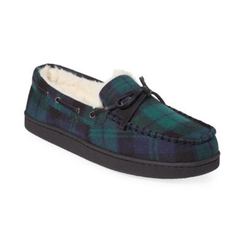 Club Room Mens Moccasin Slippers Green Blue  Small 6 - 7