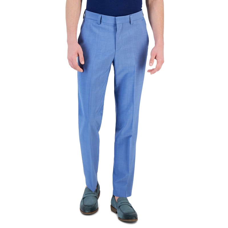 HUGO Mens Modern-Fit Light Blue Dress Pants Size 34 x 32 Wool Superflex