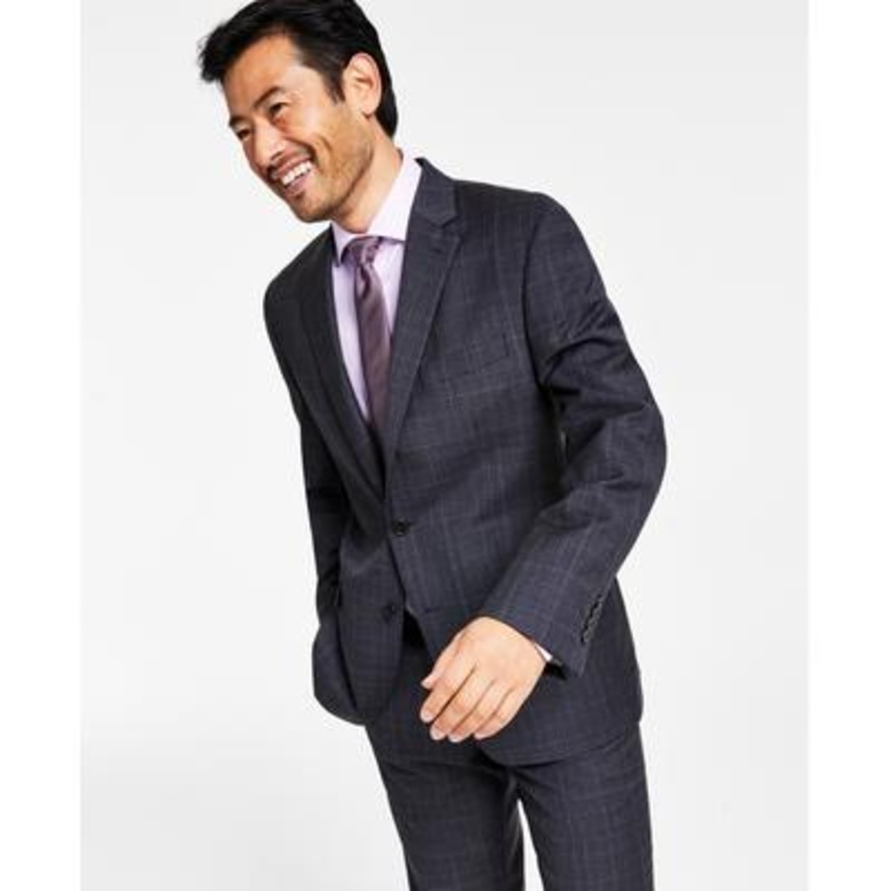 Lauren Ralph Lauren Mens Ultraflex Classic Fit Wool Charcoal Plaid 44S