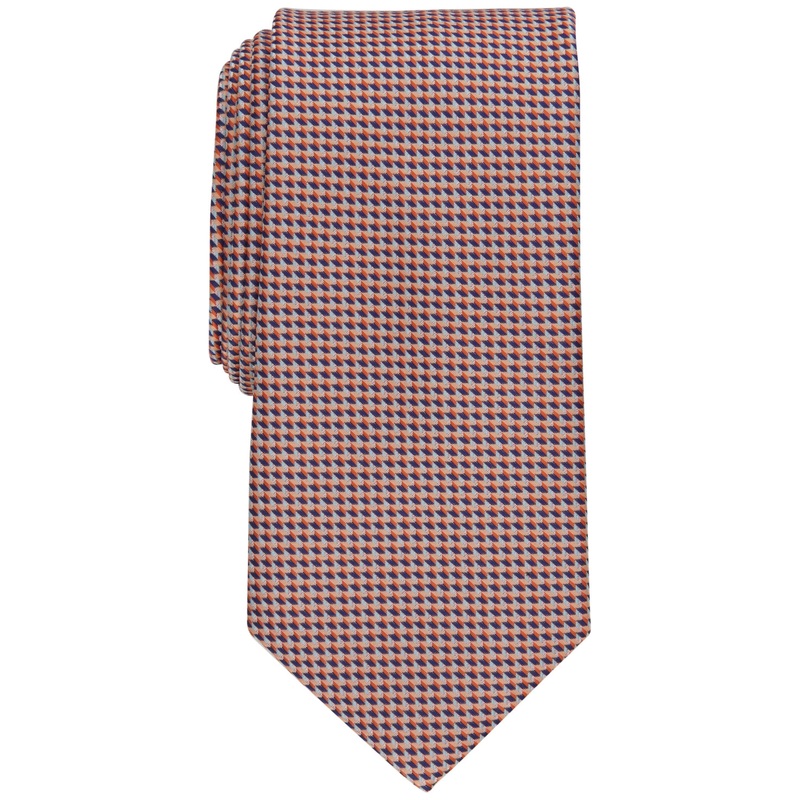 Perry Ellis Mens Necktie Orange Mini Print Tie