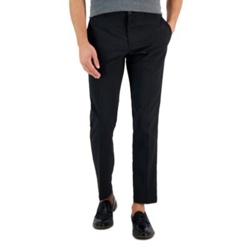 Perry Ellis Portfolio Mens Slim Fit Solid Stretch Black Pants 34 x 34