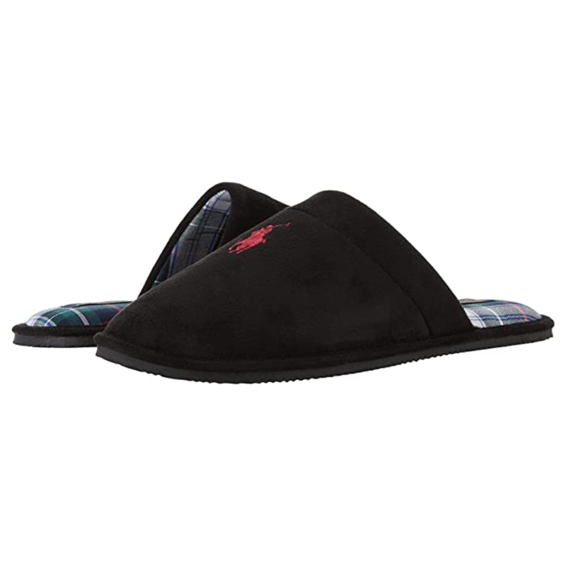 Ralph Lauren Polo Klarence Pop Color Logo Slipper Black  13