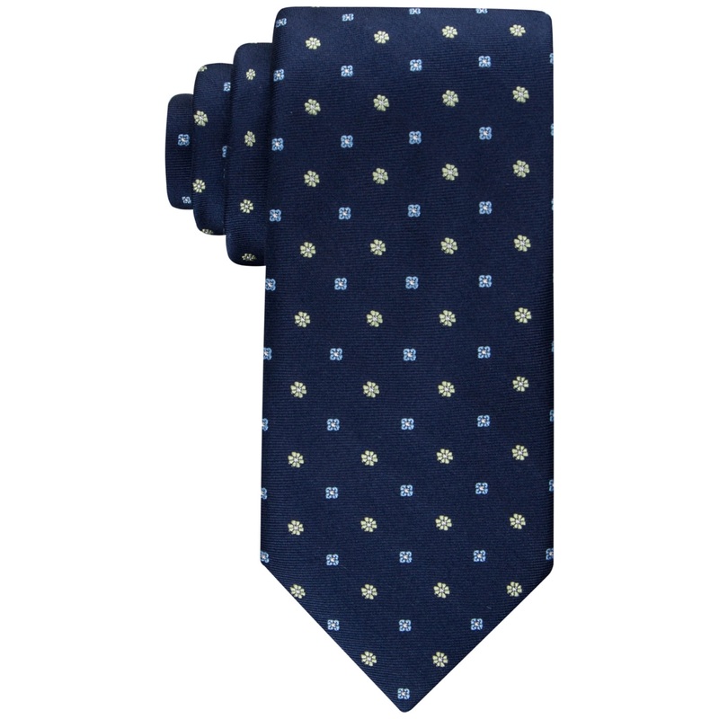 Tommy Hilfiger Men's Classic Floral Medallion Neat Tie Blue Green Necktie