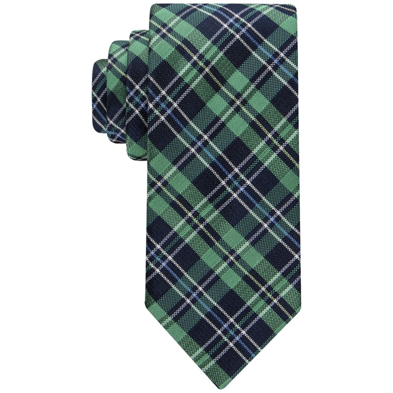 Tommy Hilfiger Men's Classic Plaid Tie Blue Green Necktie