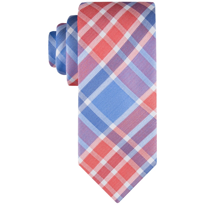 Tommy Hilfiger Men's Festive Plaid Tie Red OSFA Necktie