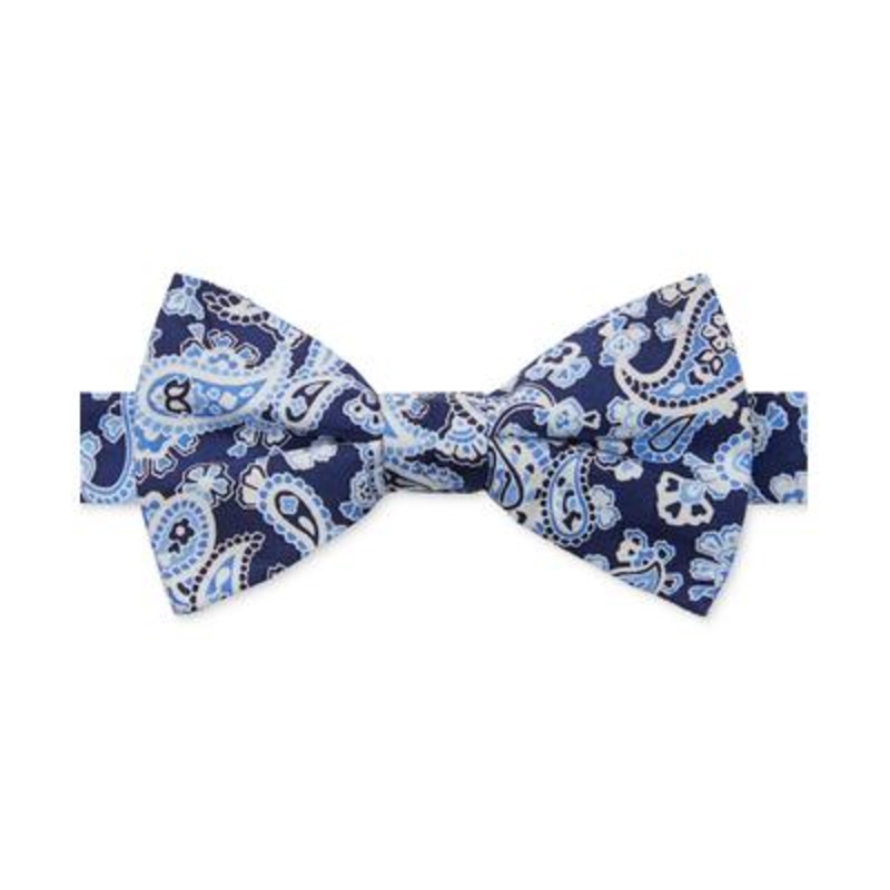 Tommy Hilfiger Men's Howard Paisley Bow Tie Navy Blue Necktie