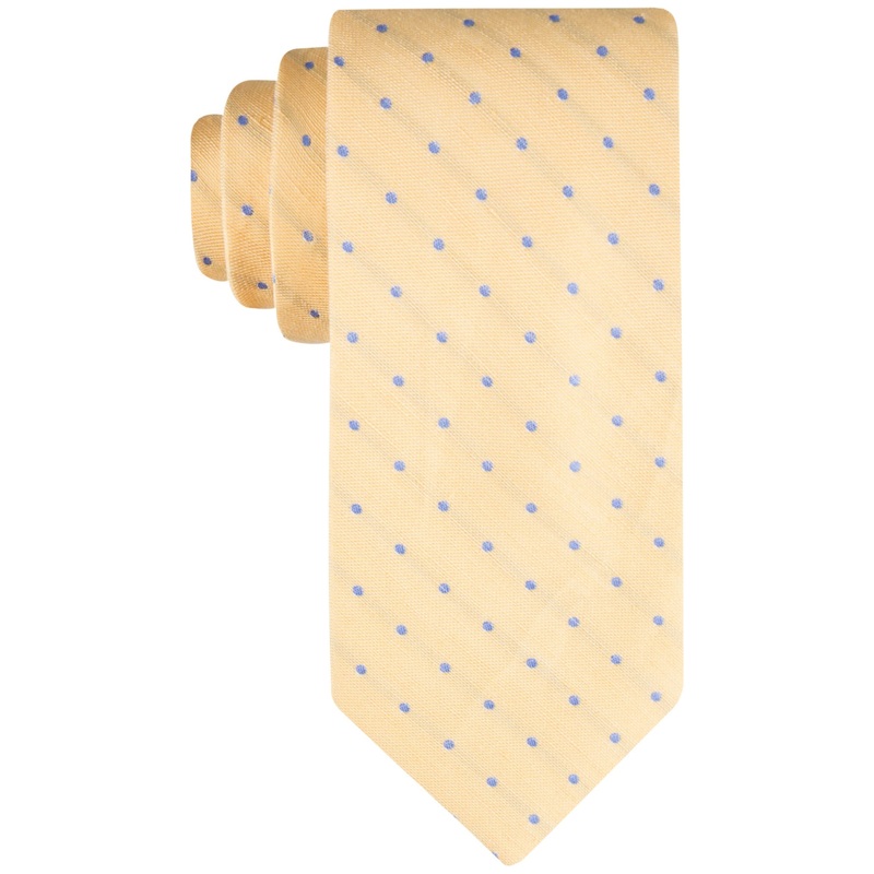 Tommy Hilfiger Men's Linen Dot Tie Yellow Necktie