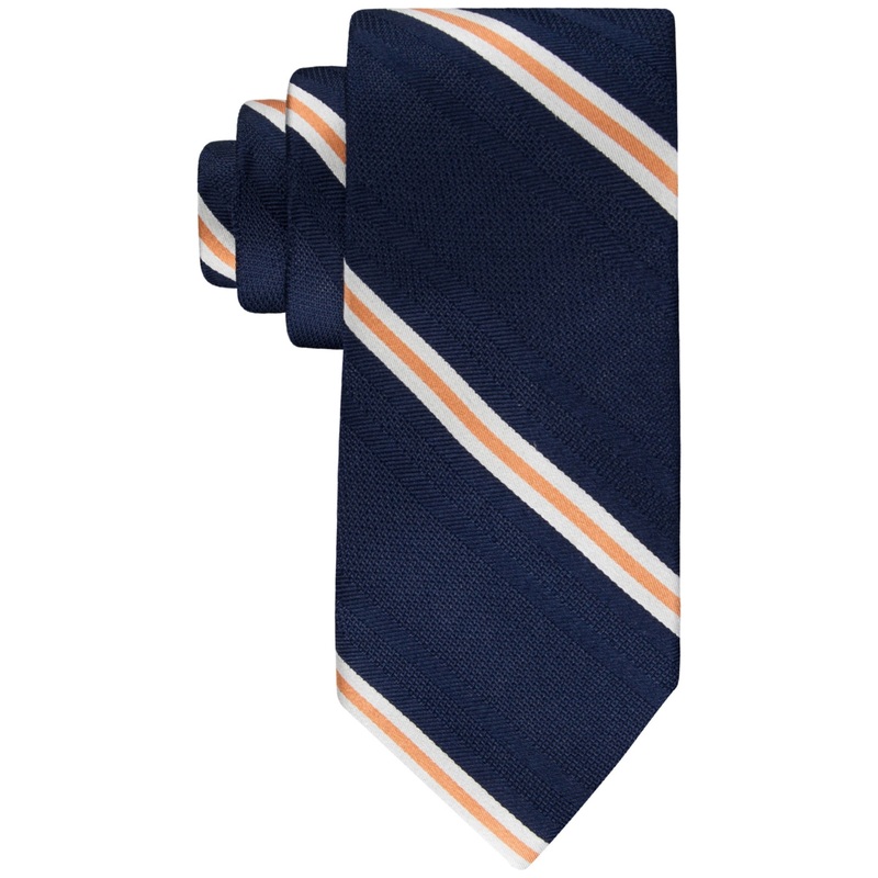 Tommy Hilfiger Men's Necktie Grenadine Classic Stripe Tie Blue Orange