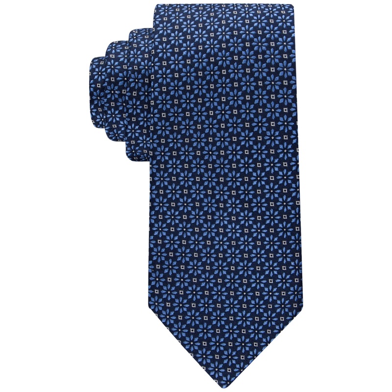 Tommy Hilfiger Mens Classic Navy Daisy Medallion Tie
