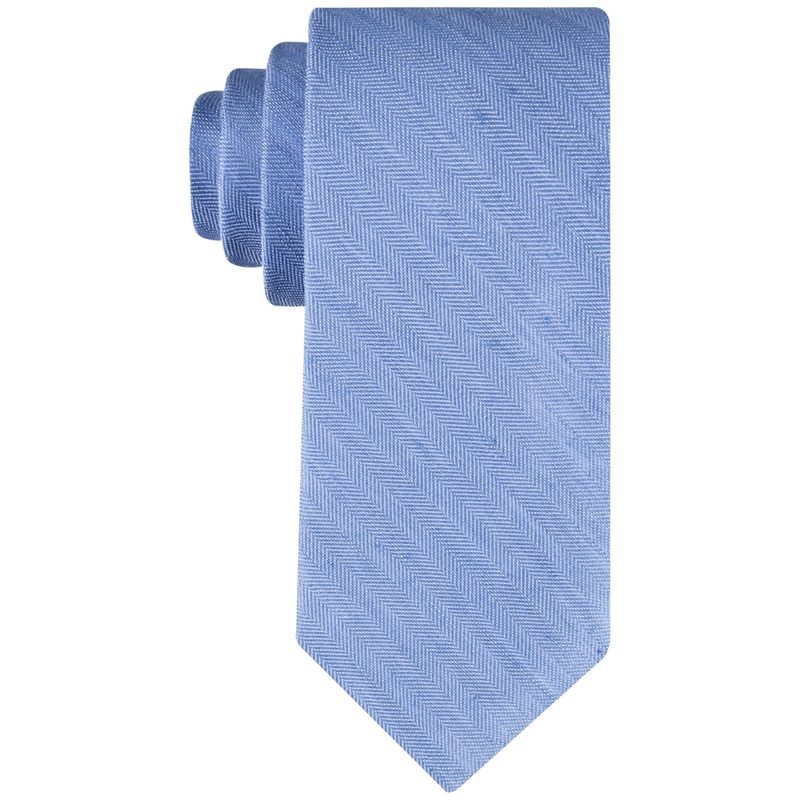 Tommy Hilfiger Mens Herringbone Linen Blue Tie
