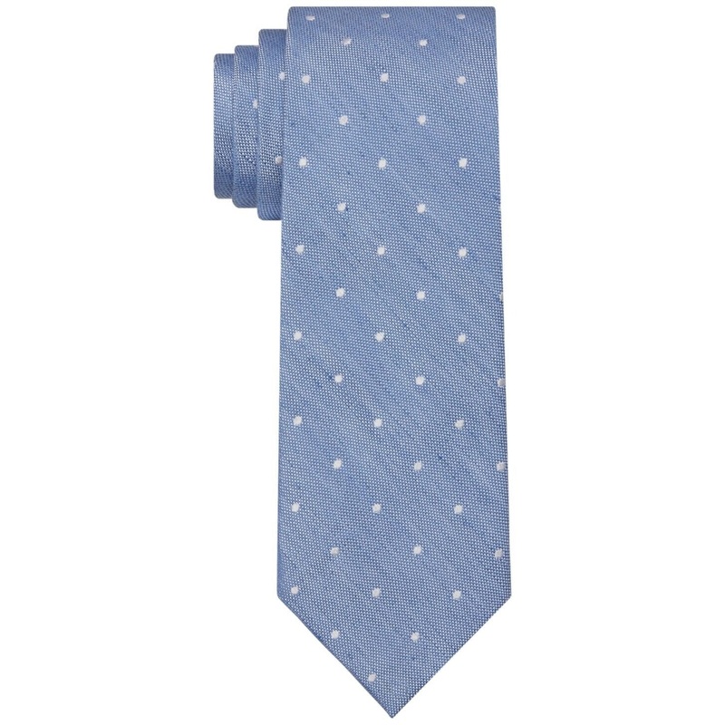 Tommy Hilfiger Mens Linen Dot Tie Navy Blue OSFA Necktie