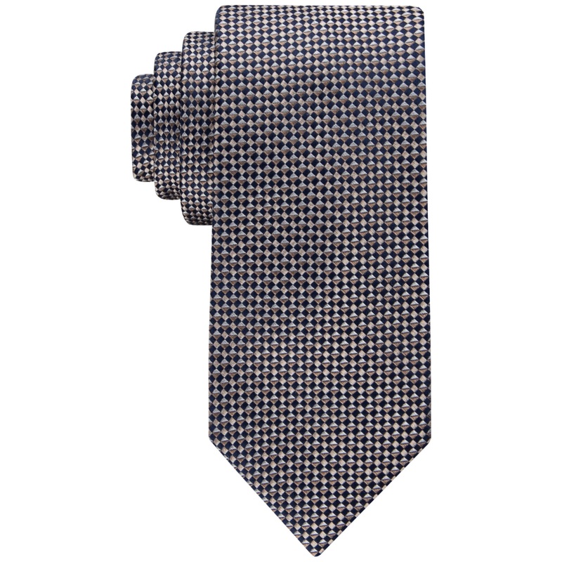 Tommy Hilfiger Mens Micro-Geo Tie Navy Taupe