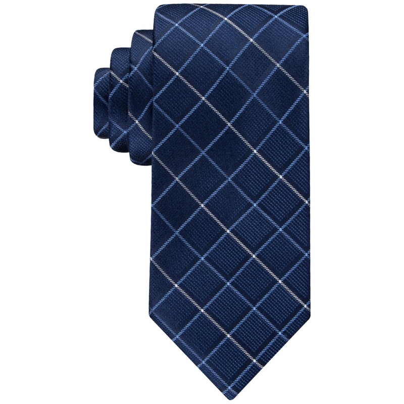 Tommy Hilfiger Mens Navy Blue Grid Tie