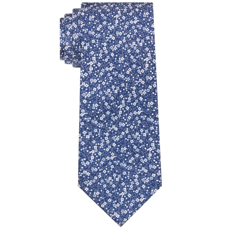 Tommy Hilfiger Mens Necktie Kai Botanical Tie Gray