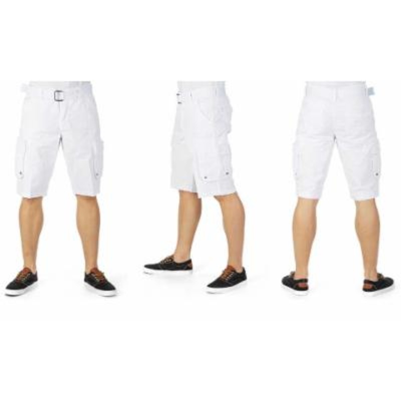 X-Ray Men's Belted Double Pocket Caro shorts White 36