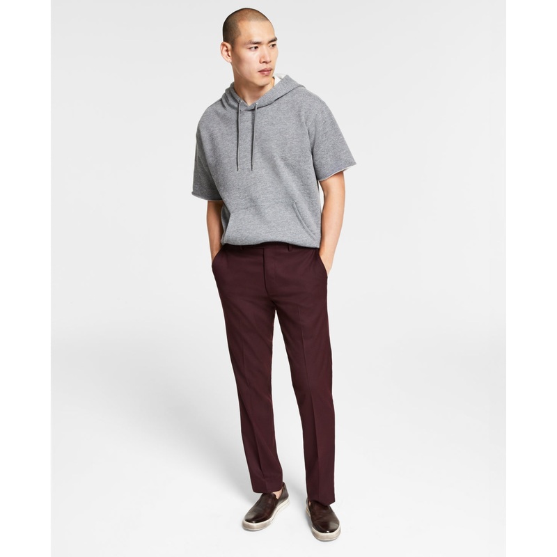 Bar III Men's Dress Pants Slim Fit Burgundy 33 x 32