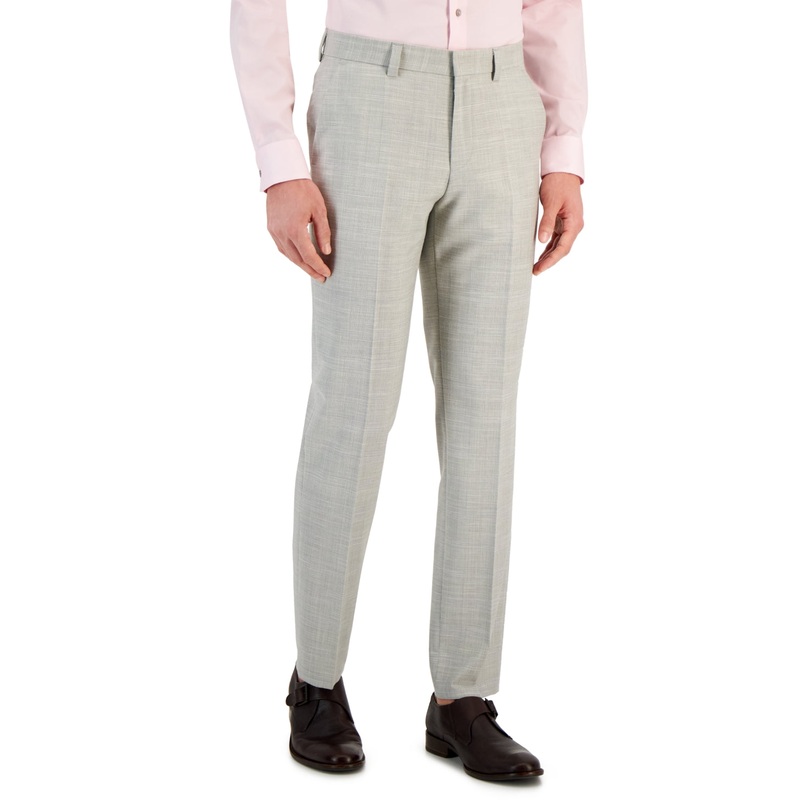 Hugo Boss Men's Modern-Fit Check-Print Superflex Dress Pants Size 40 Grey Plaid
