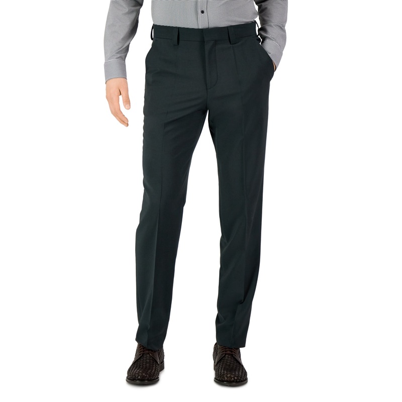 HUGO Boss Mens Modern-Fit Super Flex Dark Green Dress Pants 38 x 32