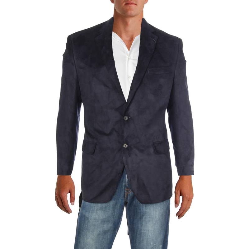 Lauren Ralph Lauren Mens Classic-Fit Faux-Suede Blue Blazer 41R