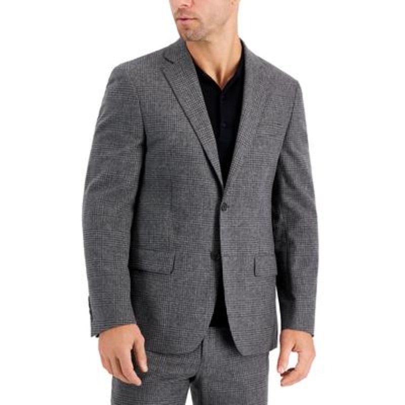 Lauren Ralph Lauren Mens Wool Flannel Classic Fit Suit Jacket Grey black Plaid 48L