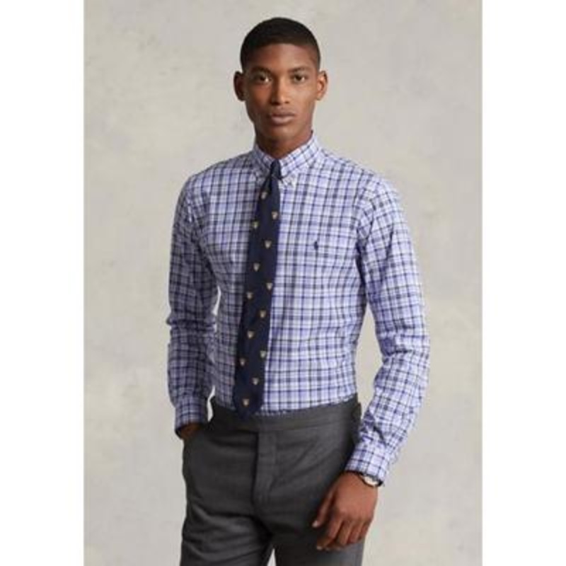 Polo Ralph Lauren Mens Classic-Fit Stretch Poplin Shirt Light Blue XL