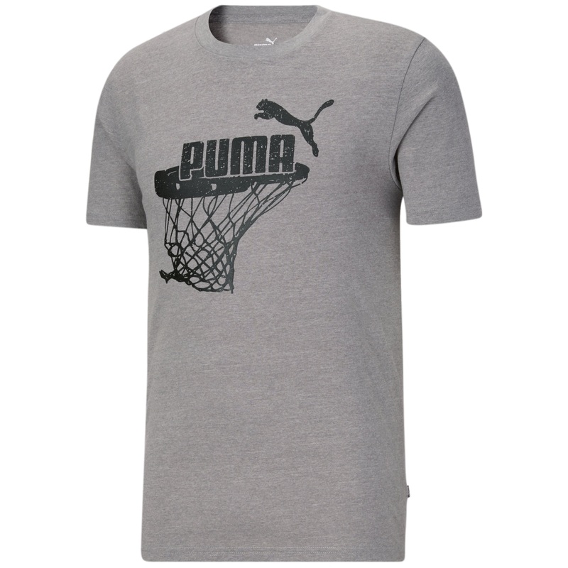 Puma Mens Basketball Logo Graphic T-Shirt Grey Medium