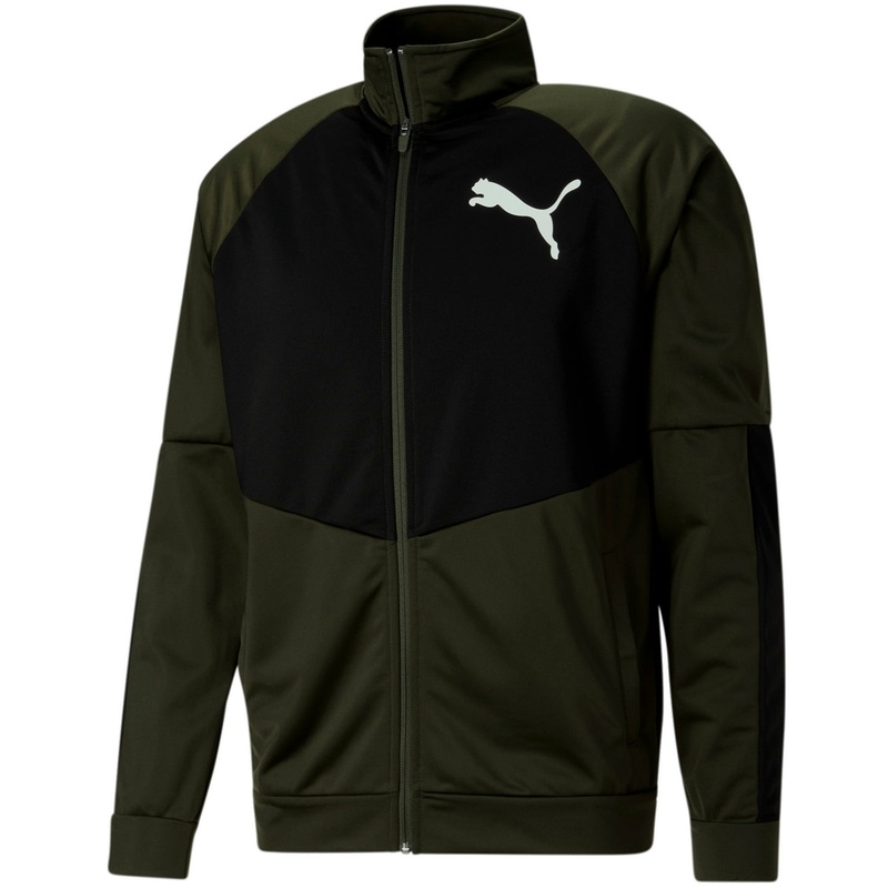 Puma Mens Contrast 2.0 Colorblock Athletic Jacket Green Size Small