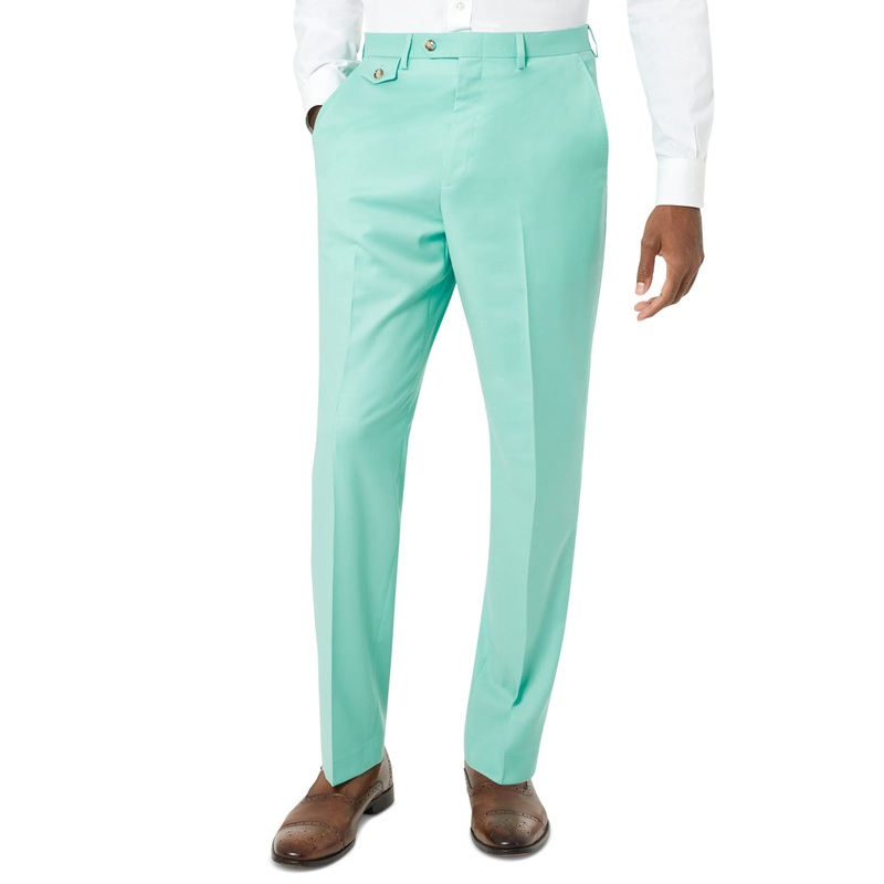 Tayion Collection Mens Classic-Fit Wool Suit Pants Teal 34 x 32